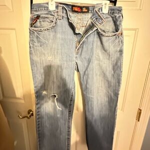 Ariat Faded Blue Distressed Denim Jeans